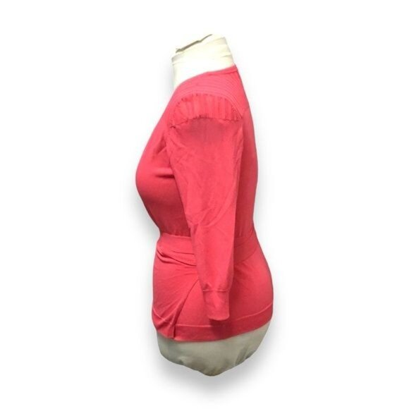 Ann Taylor Women’s 3/4 Sleeve Knit Wrap Front Blouse, Pink, size M - Picture 2 of 6